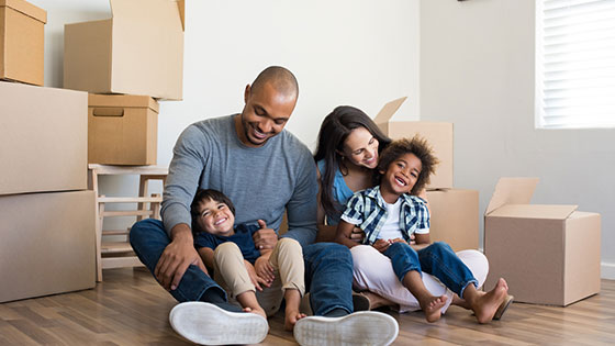 Family moving into a house